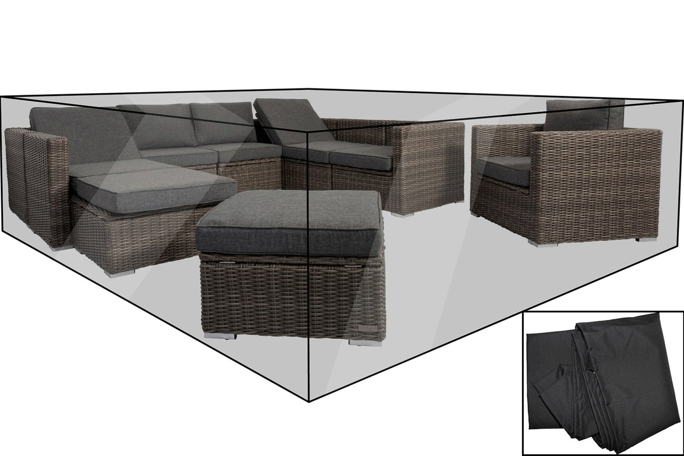 OUTFLEXX Copertura Premium, per salotto, es. 18366-BOX, nero, 310x238x68 cm, resistente all'acqua 19012__1