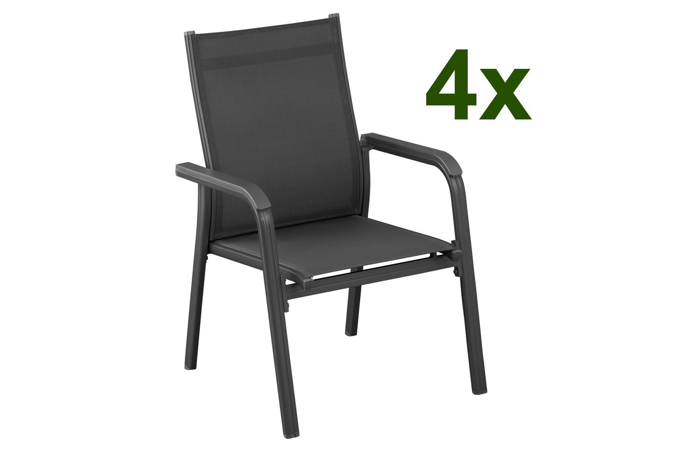 Kettler BasicPlus Set da 4 Sedie Impilabili, antracite/antracite, 0301205-7000 13699__1