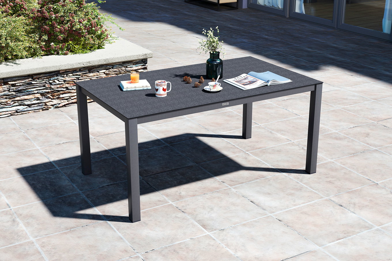 OUTFLEXX Tavolo da pranzo, antracite, Alluminio/Spraystone, 160x95 cm 24108__1