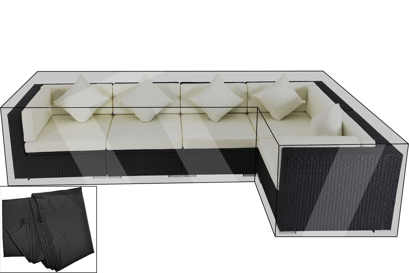 Set di coperture Premium OUTFLEXX per salotto theBox-A/-D: 1304/ 1714/ 7175/ 16064, nero, resistente all'acqua 13651__1