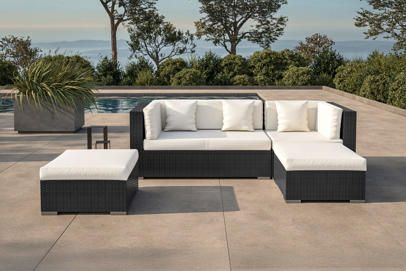 OUTFLEXX salotto da giardino, crema/bianco, nero, polyrattan, 5 persone, baule portacuscini impermeabile 18226_BOX_A__1