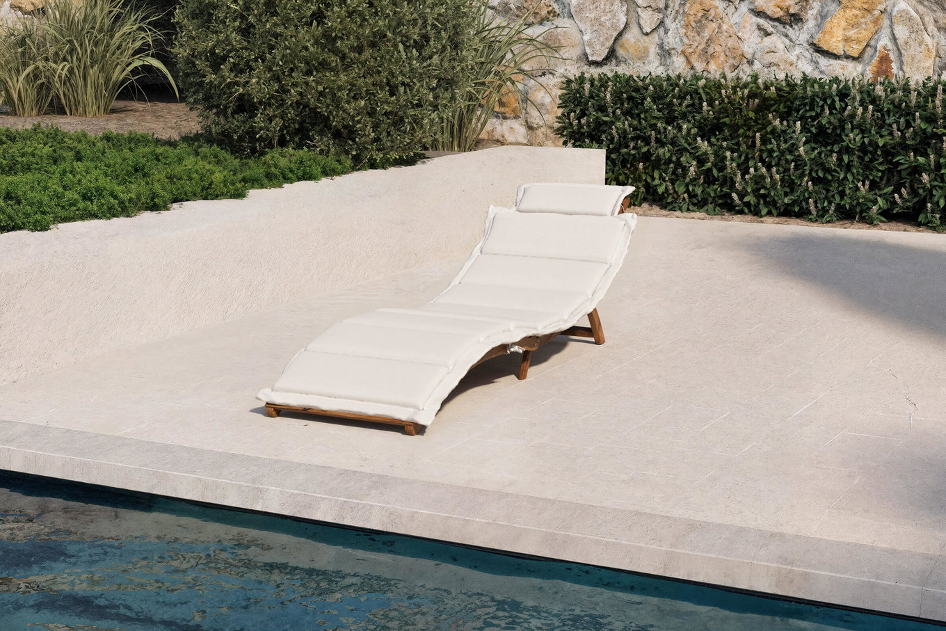 OUTFLEXX Lettino prendisole, Acacia/Poliestere, 186 x 55 x 21 cm, incl. cuscino, prodotto certificato FSC® 16528__1