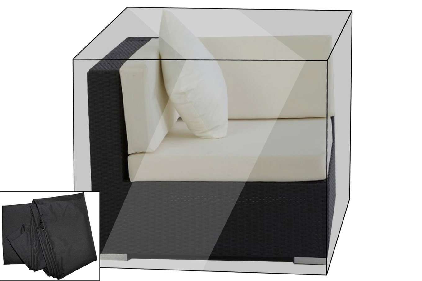 OUTFLEXX Telo di copertura Premium adatto ad es. per theBox elemento angolare, nero, 87x87x68 cm, resistente all'acqua 7957__1