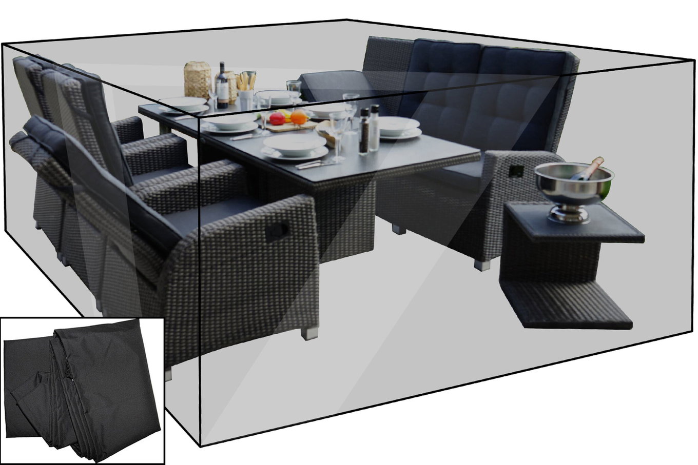 OUTFLEXX Telo di copertura Premium, per salotto da giardino, ad es. 18837, nero, 223 x 203 x 110 cm, impermeabile 18920__1