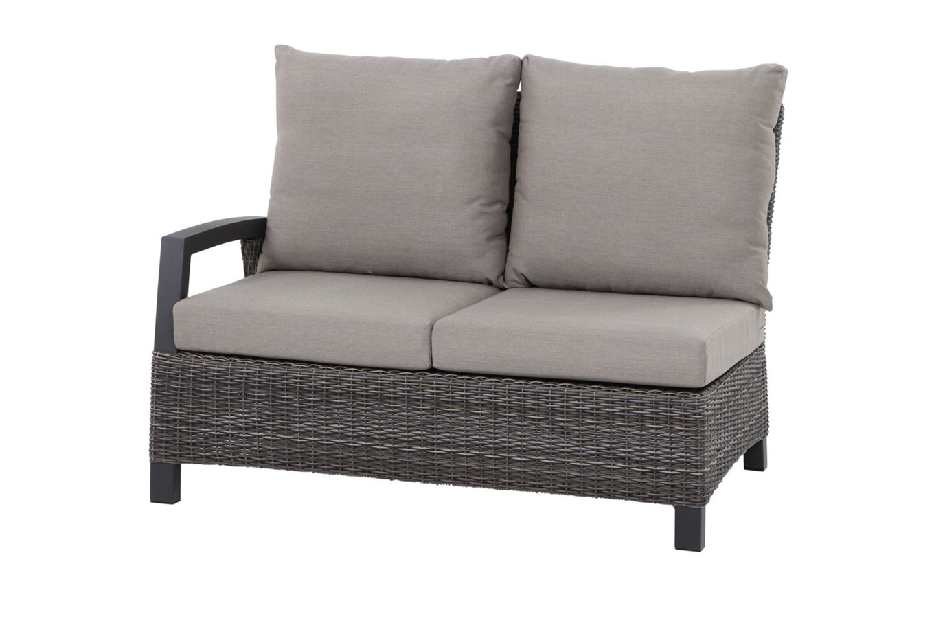 SIENA GARDEN Corido Divano 2 posti, charcoal, Alluminio / Intreccio Gardino®, 136x83x88 cm, Bracciolo destro 20192__1