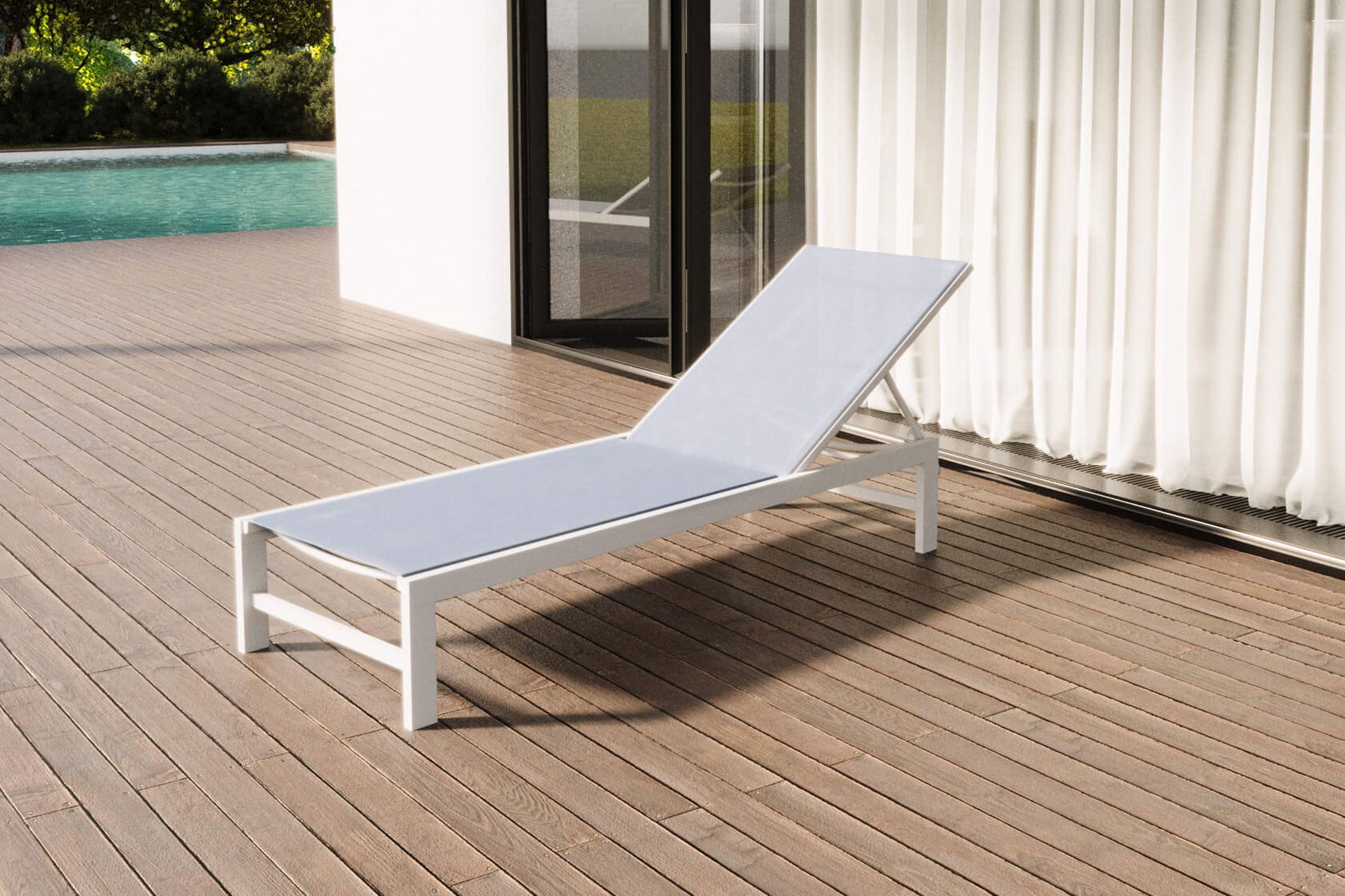 Lettino OUTFLEXX Boston, crema/bianco, alluminio, 190 x 62 cm, ergonomico, salvaguarda la schiena, regolabile orizzontalmente, verniciato a polvere