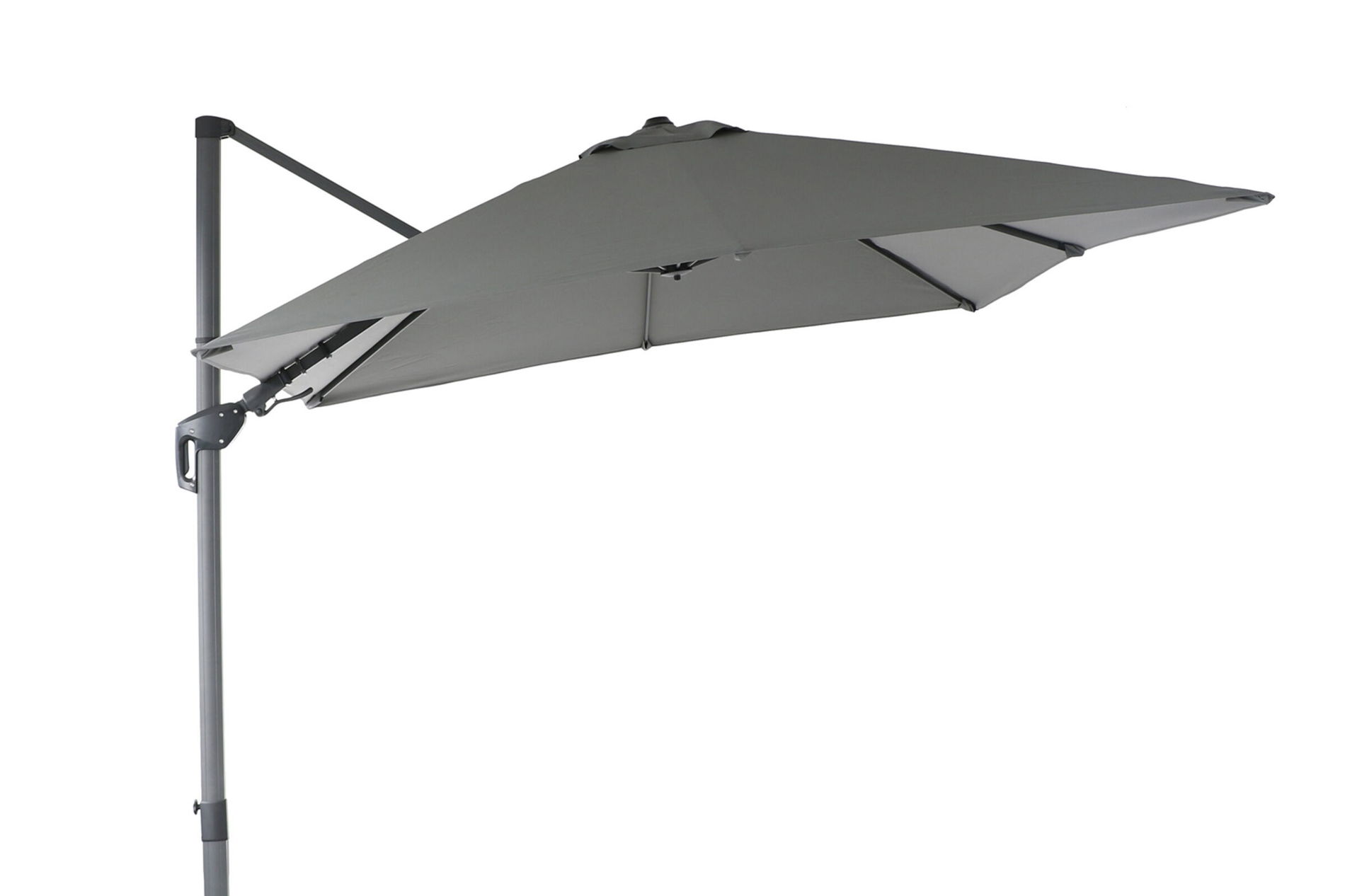 OUTFLEXX Sydney Ombrellone decentrato, antracite, alluminio verniciato a polvere, 300 x 300 cm, funzione Twist, incl. supporto a piastre