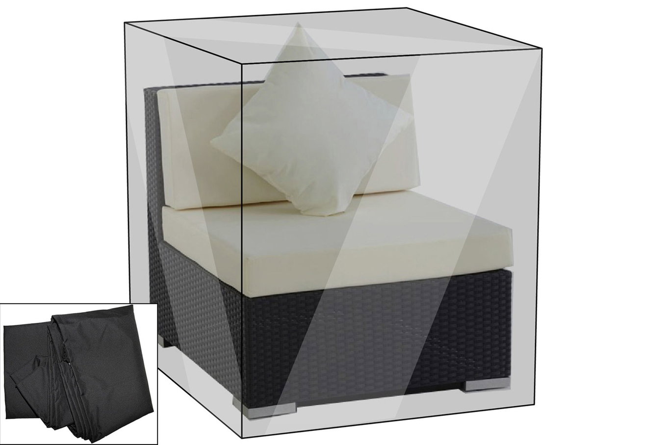 Telo di copertura Premium OUTFLEXX adatto ad es. per elemento centrale theBox, nero, 72x87x68 cm, resistente all'acqua 7956__1