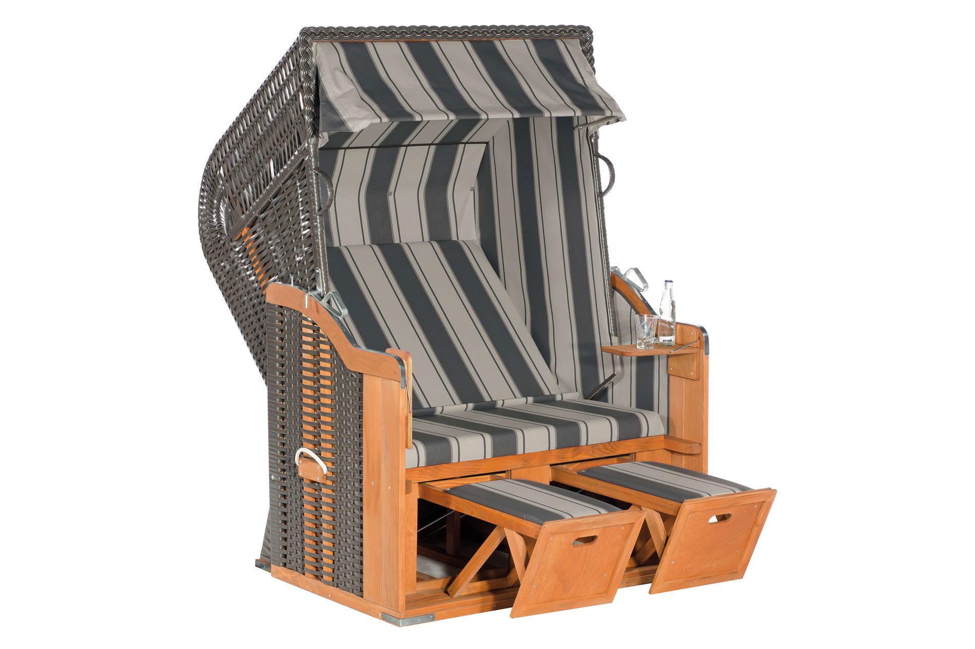 SUNNY SMART RUSTIKAL 250 BASIC Sedia a sdraio, antracite/naturale, intreccio in plastica e legno di abete, 125 x 160 cm
