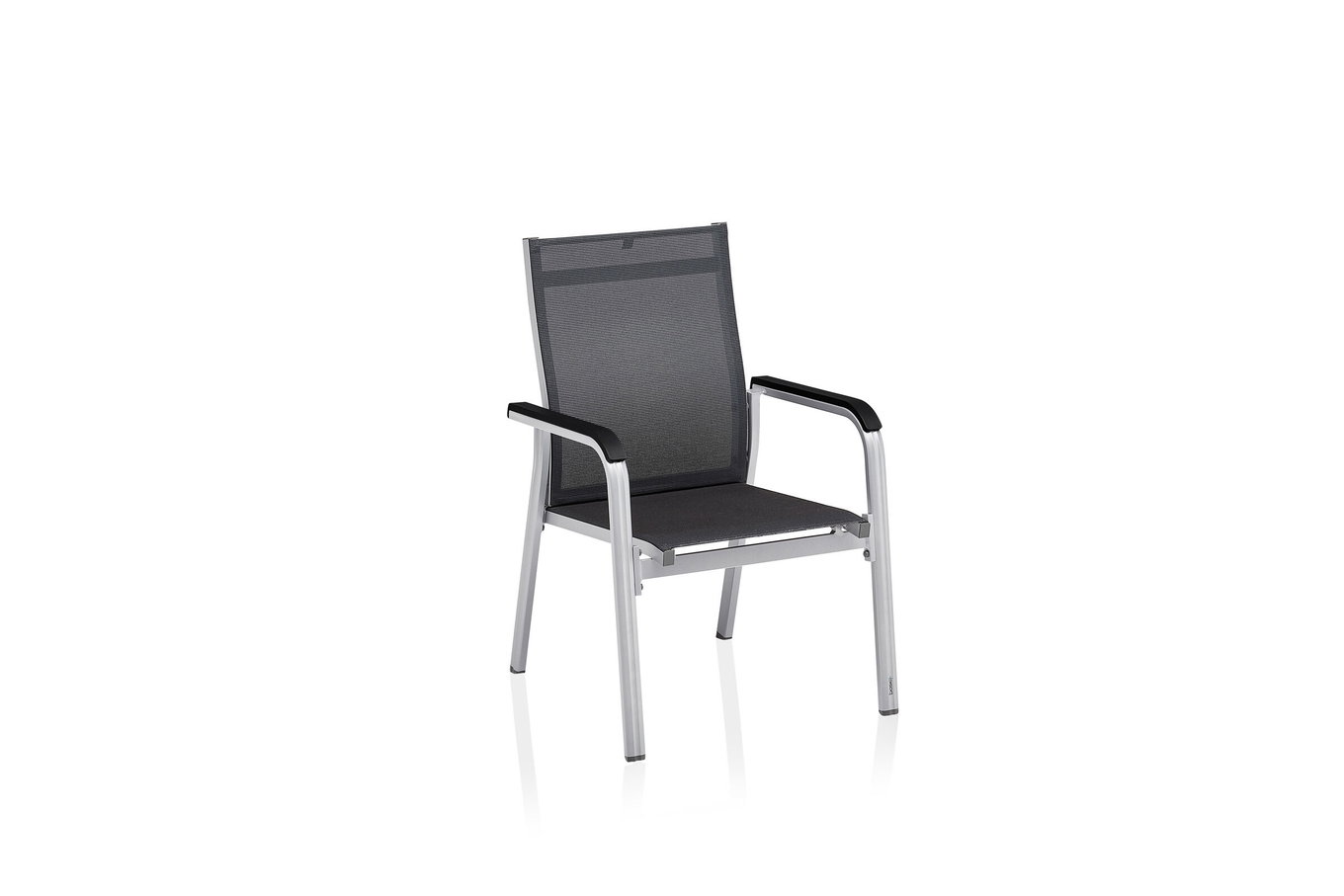 KETTLER Basic Plus Premium Sedia impilabile, argento/liquirizia, Alu/Tessuto outdoor, 0102405-0000 30904__1