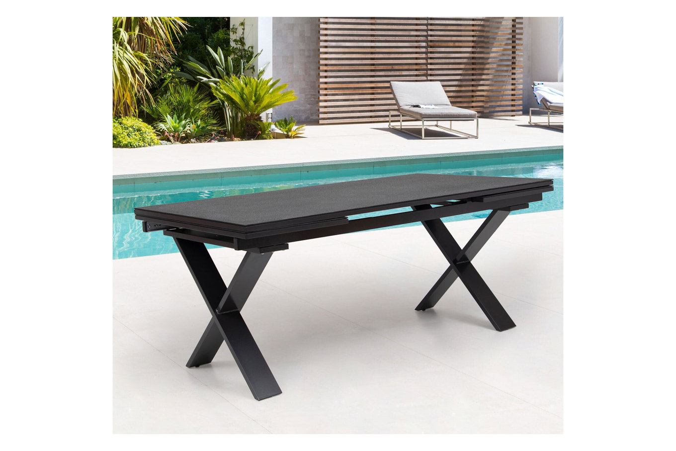 OUTFLEXX Toronto Tavolo allungabile, antracite, Alu/Spraystone, 180/280x100cm, estrazione a cassetto 21751__1