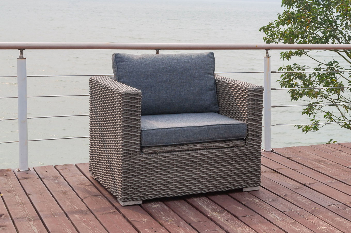 OUTFLEXX Poltrona, grigio, polyrattan, 94 x 82 x 70 cm, contenitore cuscini impermeabile 18362_5_BOX__1