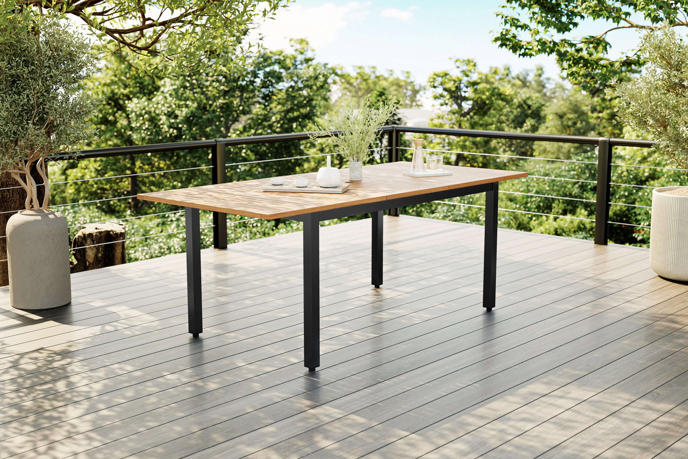 VILLANA Tasmania Tavolo allungabile, Nero, Alluminio/Eucalipto, 150 / 200 x 90 cm, robusto, resistente alle intemperie, allungabile, Prodotto certificato FSC® 80123__1