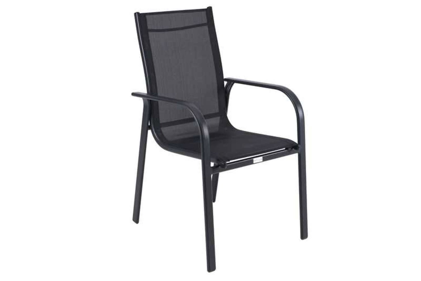 Sedia impilabile OUTFLEXX, antracite opaco/nero, alluminio/textilene, verniciata a polvere 20361__1