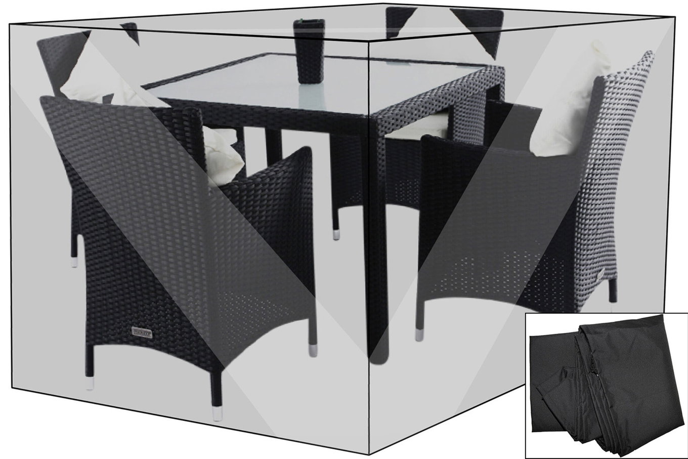OUTFLEXX Telo di Copertura Premium per Gruppi Pranzo da Giardino, nero, 178x124x83cm, resistente all'acqua 7934__1
