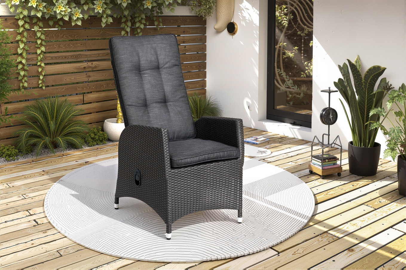 Poltrona da giardino OUTFLEXX Rocking, regolabile, incl. cuscini, polyrattan, 60x68x110 cm 18202__1