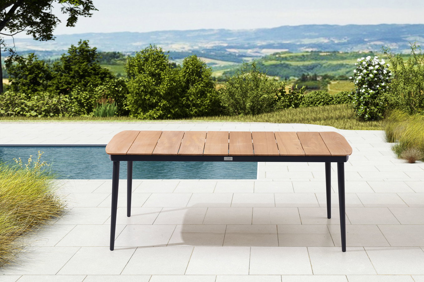 OUTFLEXX Tavolo da pranzo, antracite opaco/naturale, Alu/Teak, 184x100 cm 24116__1