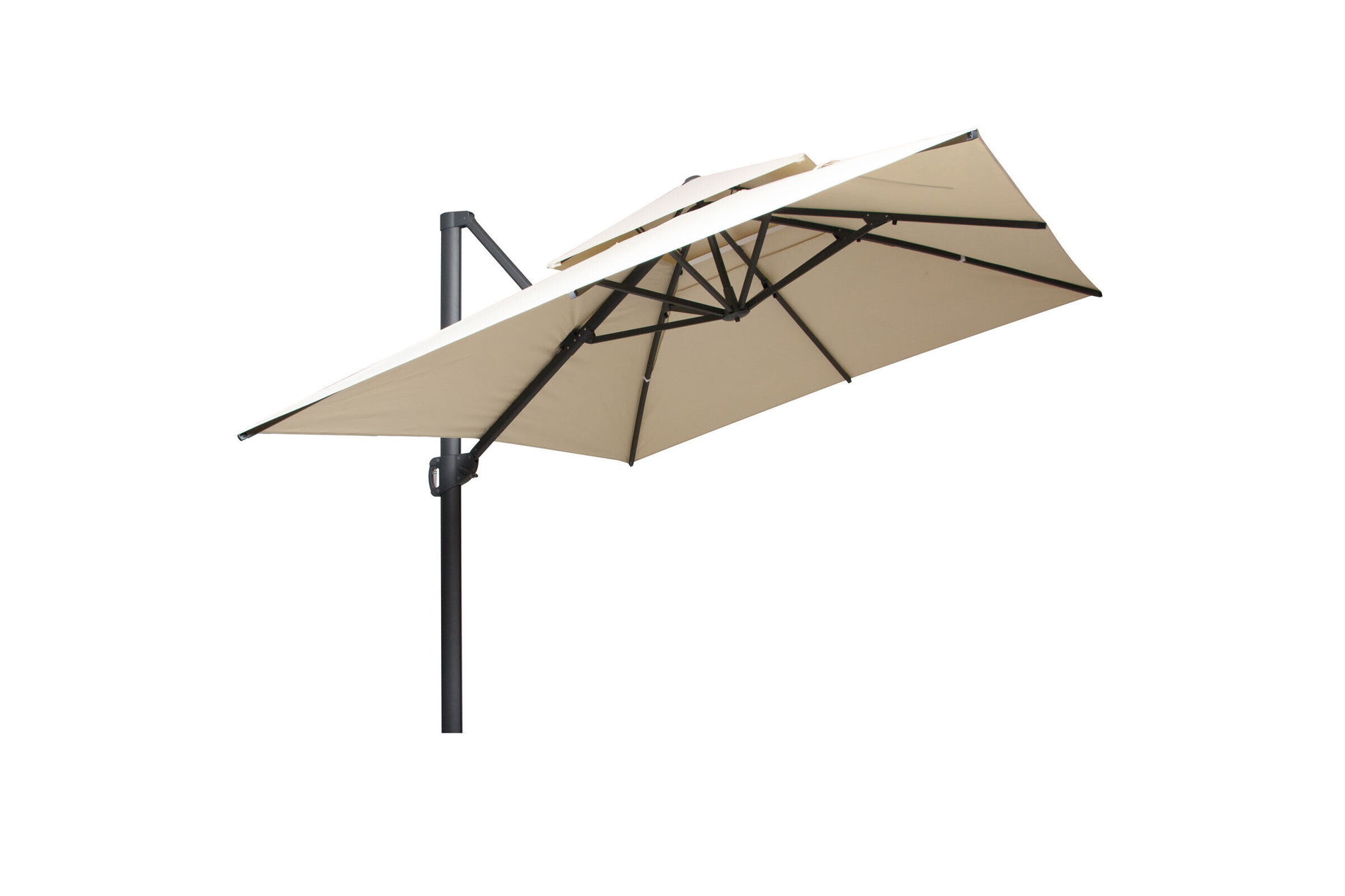 OUTFLEXX Sydney Ombrellone a braccio, antracite/crema, Alluminio/Poliestere, 400 x 300 cm