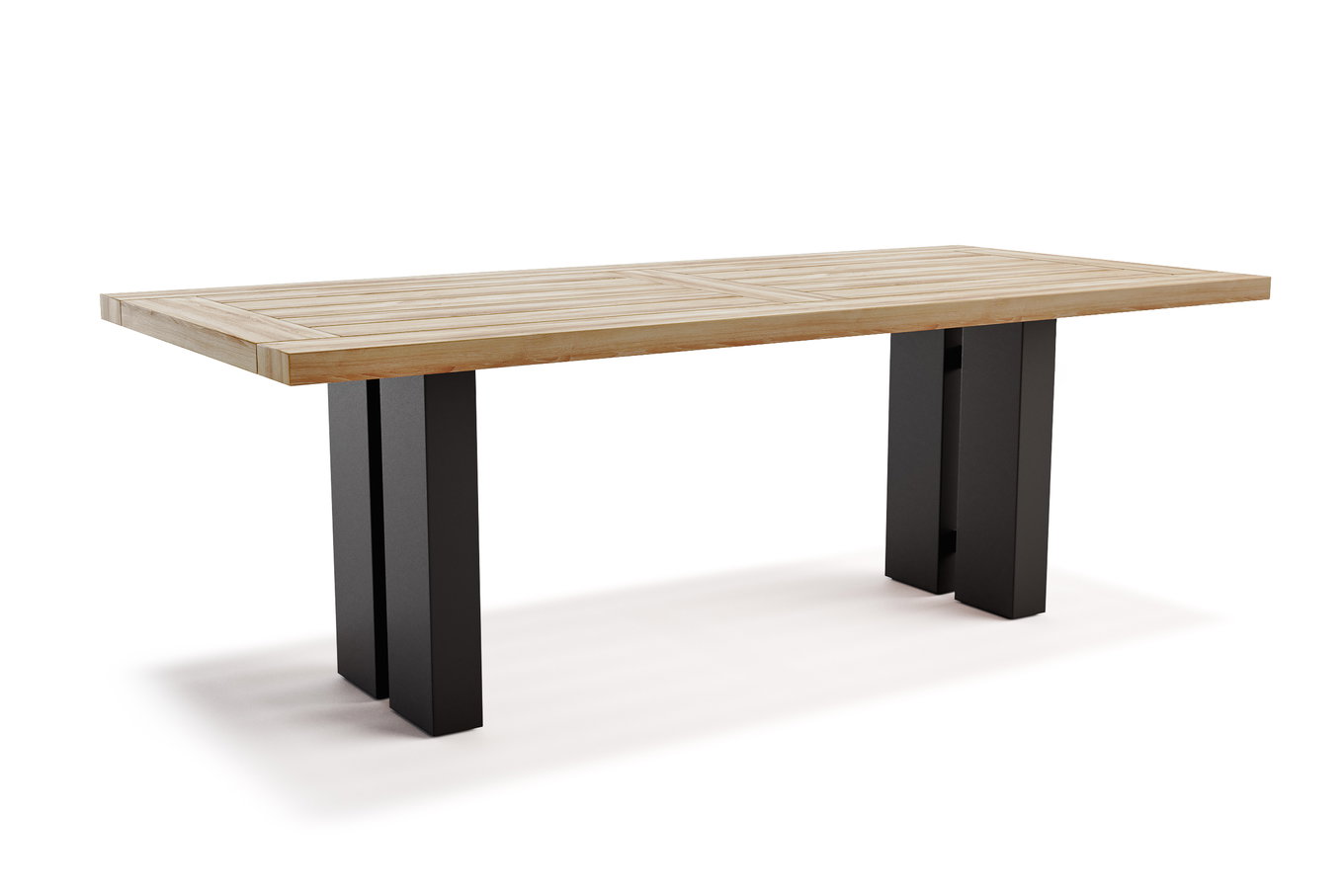 OUTFLEXX Bob Tavolo da pranzo, naturale/antracite, Alu/teak riciclato, 220 x 100 cm, spazzolato rustico 23519__1