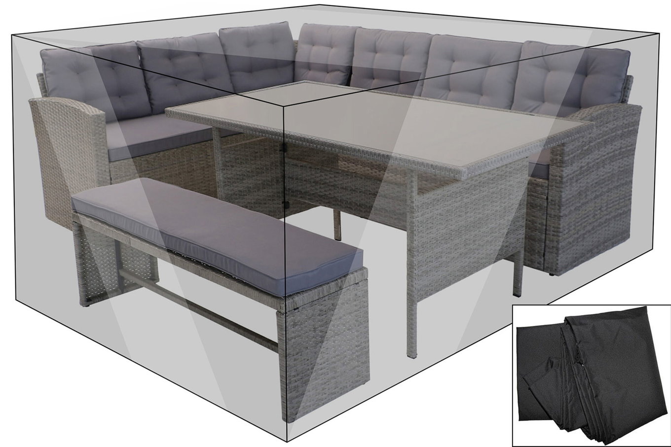 Copertura Premium OUTFLEXX per gruppi pranzo da giardino ad es. 20396, 220x200x70cm resistente all'acqua, nero 21458__1