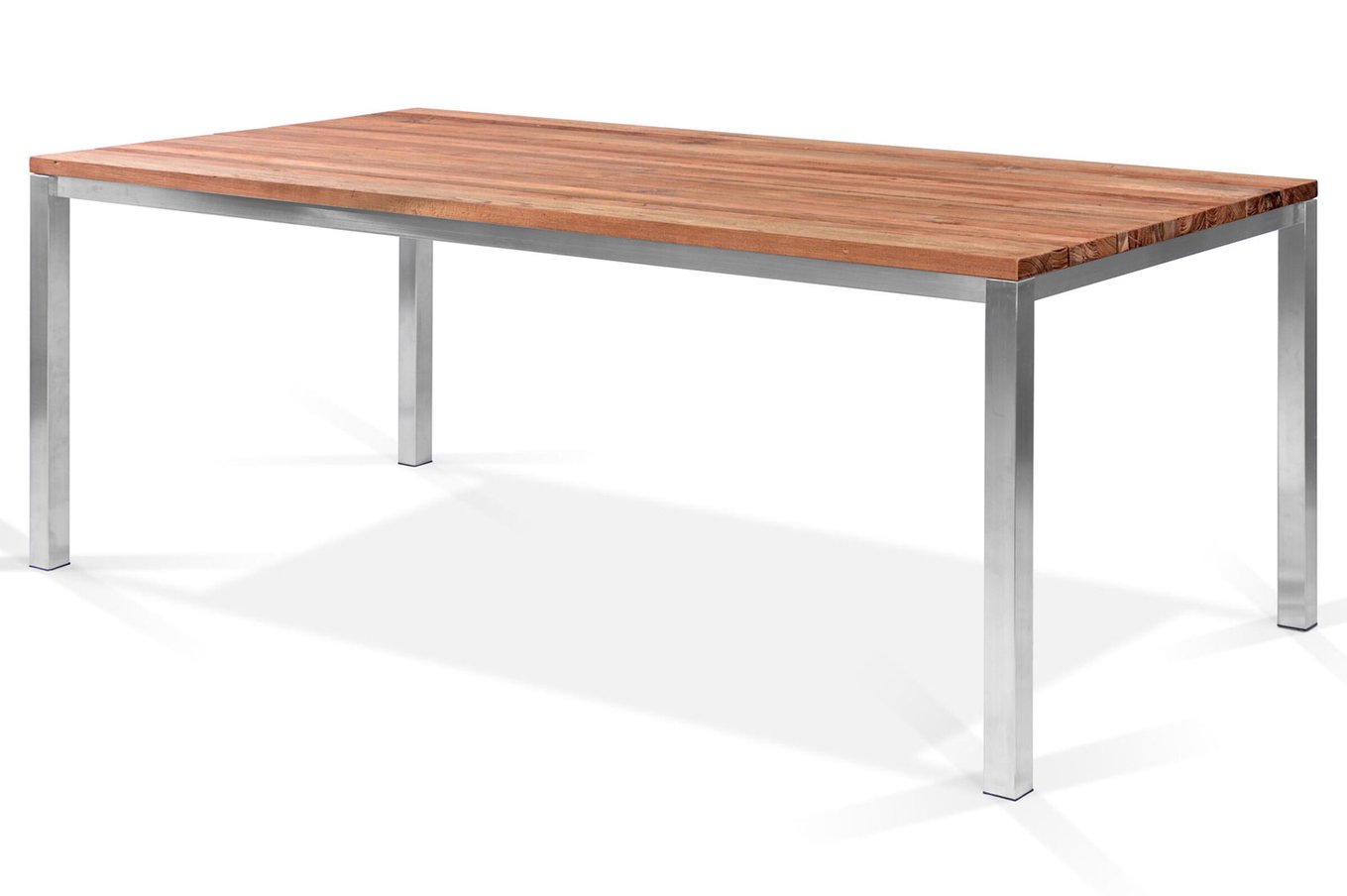 OUTFLEXX Classic Tavolo da pranzo, argento/naturale, Acciaio inox/Teak riciclato, 220 x 100 cm, Prodotto certificato FSC® 21706__1
