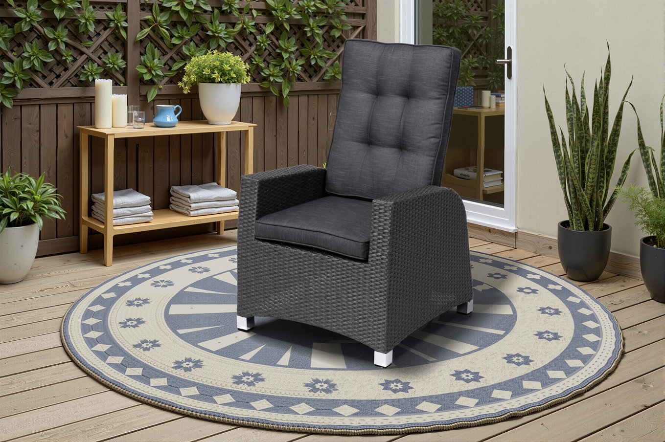 OUTFLEXX Rocking Comfort Poltrona da pranzo / salotto, grigio/marrone-melange, polyrattan, regolabile 18205__1