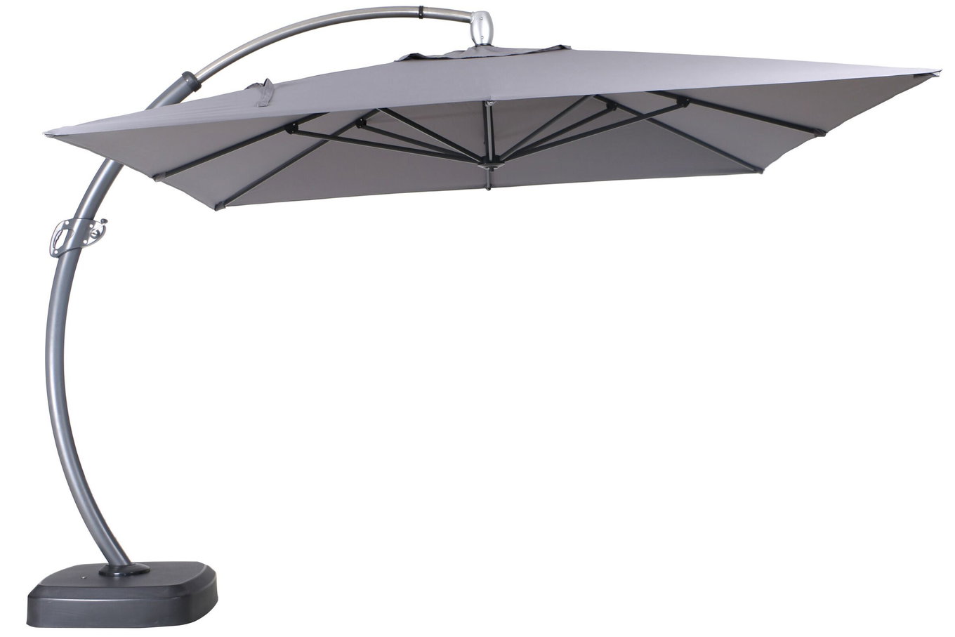 OUTFLEXX Ombrellone decentrato di lusso, antracite, Acciaio inox/Alluminio, 350 x 350 cm, incl. base per ombrellone e custodia protettiva 18352__1
