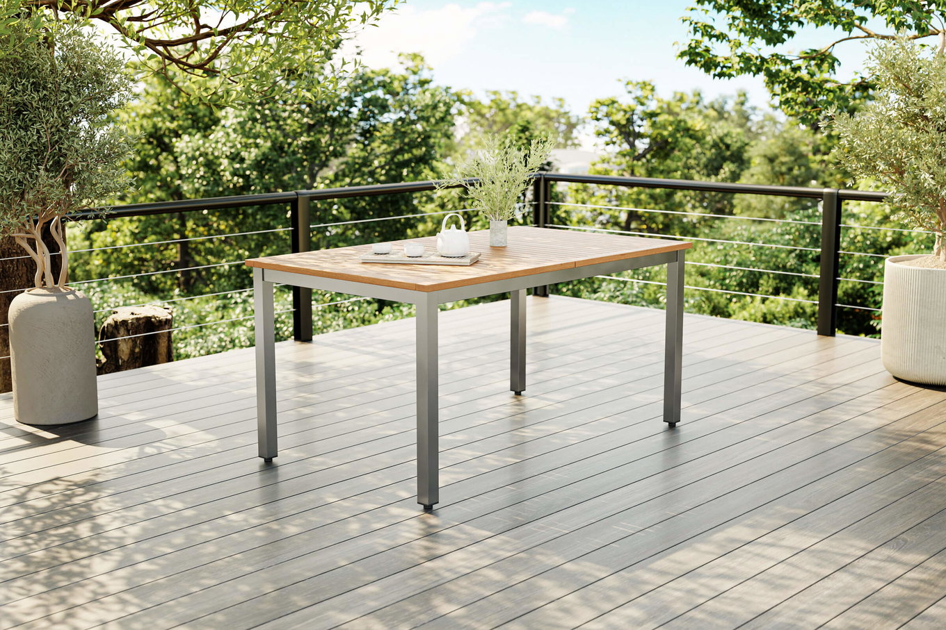 VILLANA Tasmania Tavolo allungabile, argento, alluminio/eucalipto, 150 / 200 x 90 cm, allungabile, alta capacità di carico, prodotto certificato FSC® 80112__1
