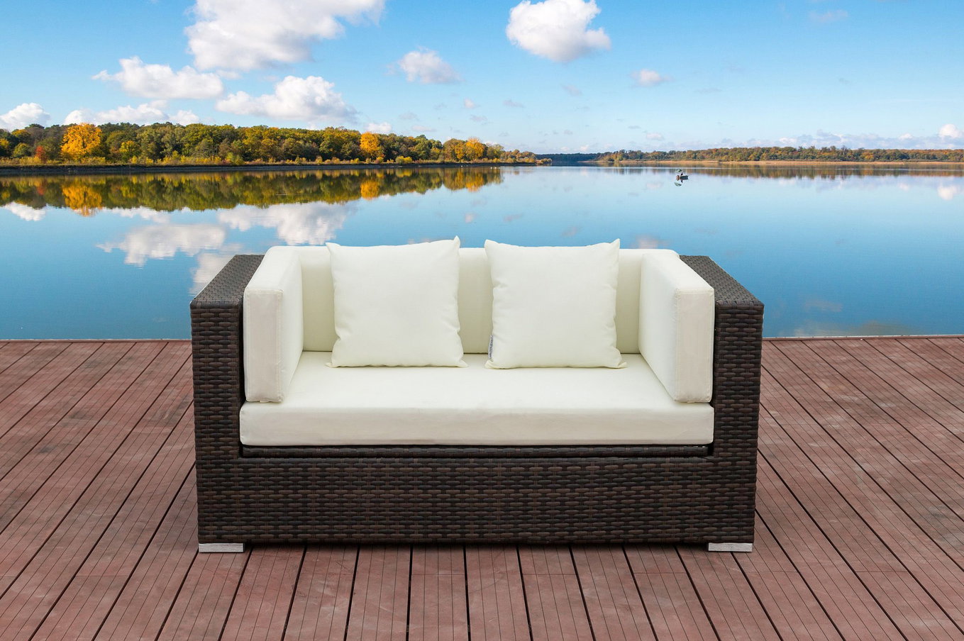 OUTFLEXX Divano 2 posti, marrone marmorizzato, polyrattan, 152 x 85 x 70 cm, baule portacuscini impermeabile 15734_2_BOX__1