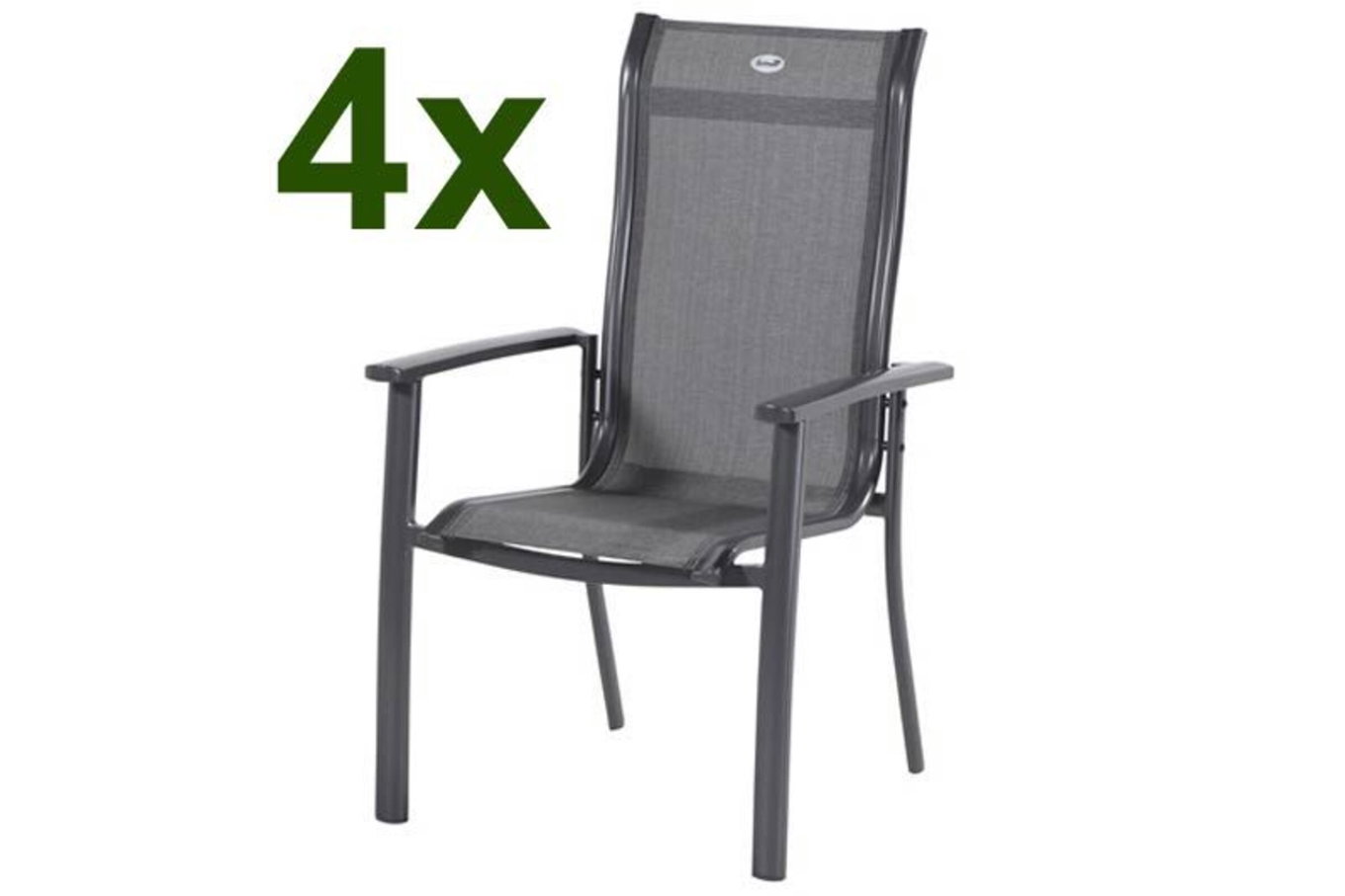 HARTMAN Set da 4 poltrone impilabili Alice Comfort, xerix/antracite, alluminio/textilene, 68x65x107cm 18661__1