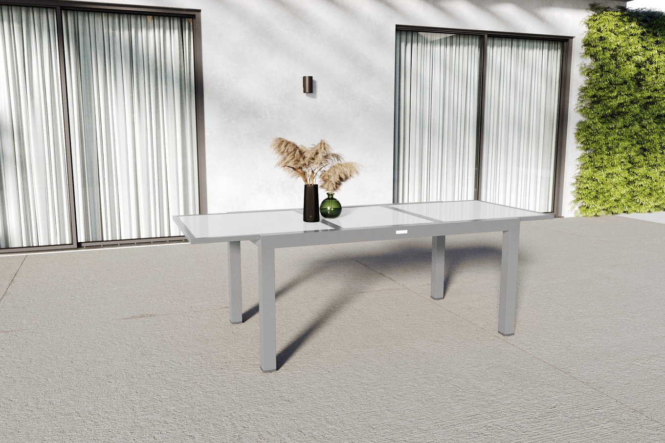 VILLANA Sylvania Tavolo allungabile, argento/bianco, Alu/Vetro di sicurezza, 160/220x90 cm, Meccanismo a farfalla 13395_2__1