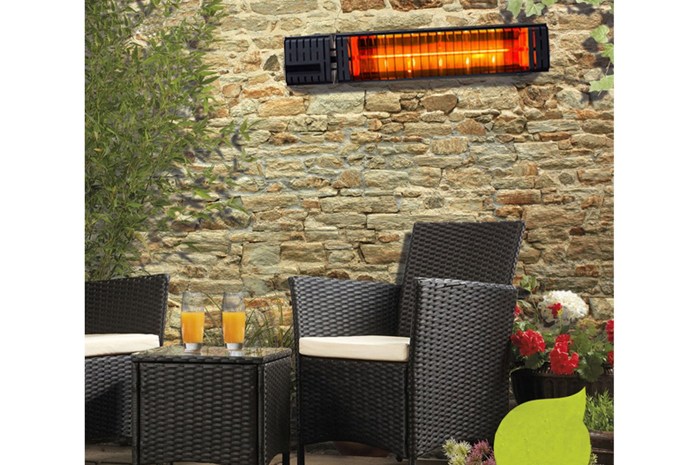 OUTTECH Radiatore, nero, alluminio, 58x15xcm, impermeabile, telecomando con 2 livelli 22855__1