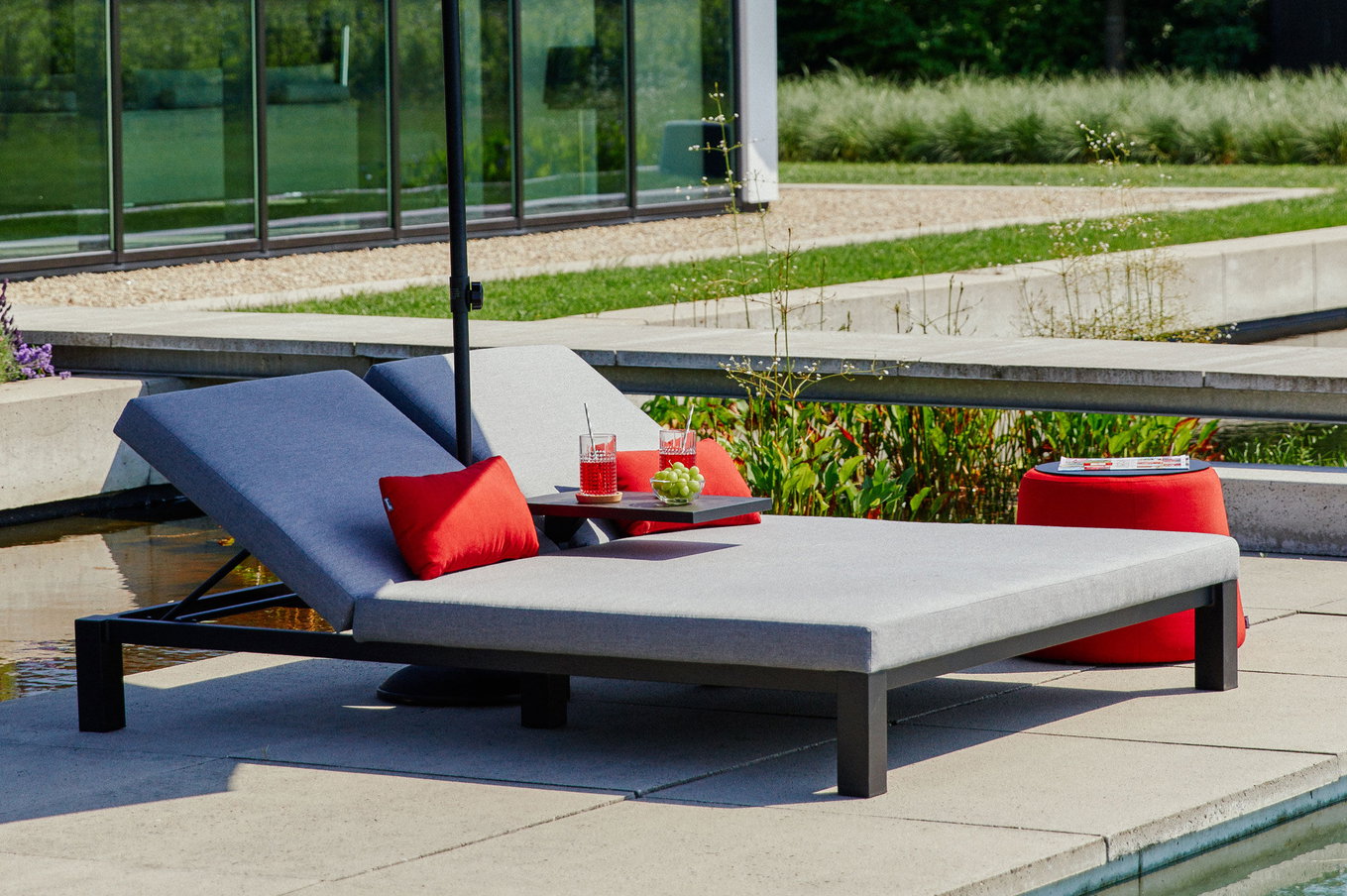 HARTMAN Eva Lettino doppio lounge, flanelle, Sunbrella, 196 x 161 x 34 cm, schienale regolabile angolazioni 20469__1