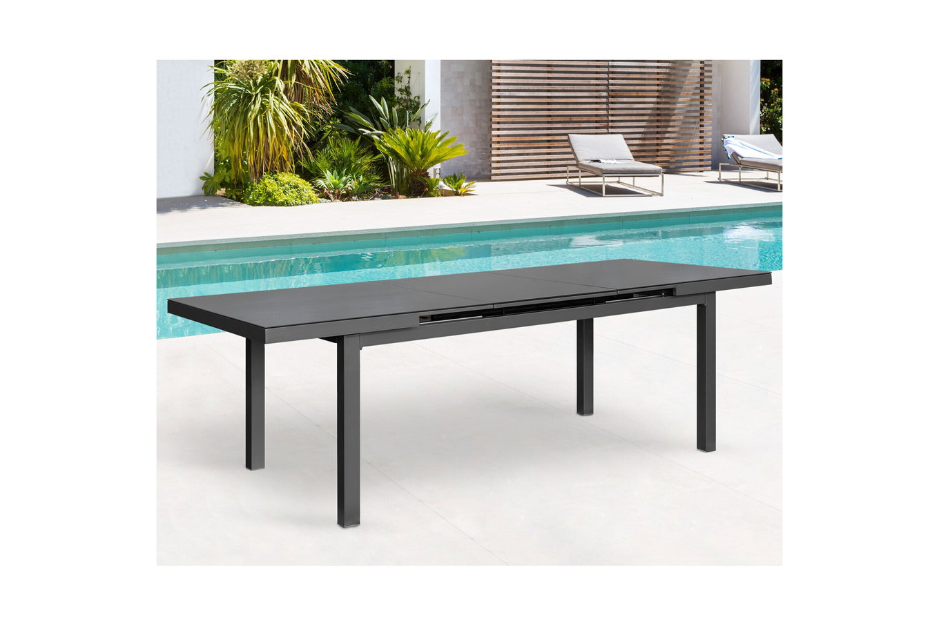OUTFLEXX Tavolo allungabile Premium, antracite/grigio, alluminio/vetro, 180/240x100cm, meccanismo di allungamento automatico 21876__1