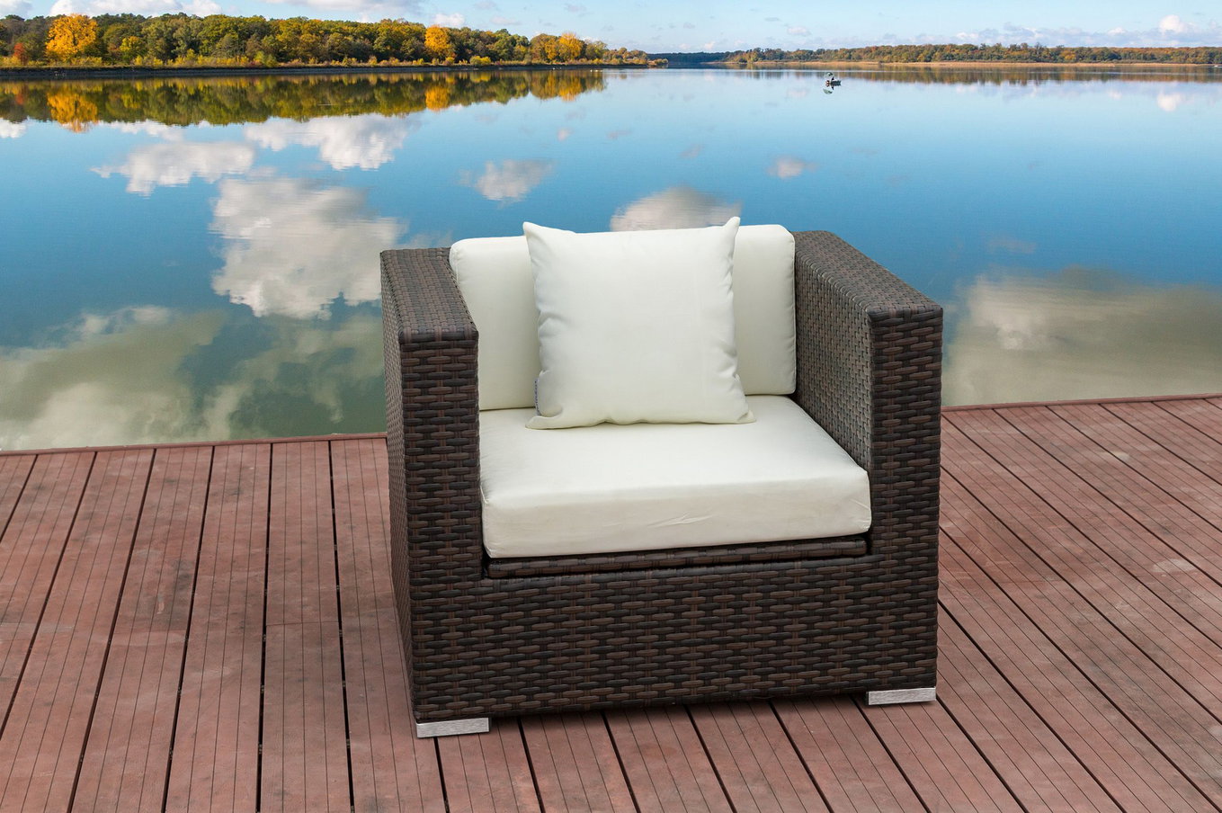 OUTFLEXX Poltrona, marrone marmorizzato, polyrattan, 90 x 85 x 70 cm, box portacuscini impermeabile 15734_7_BOX__1