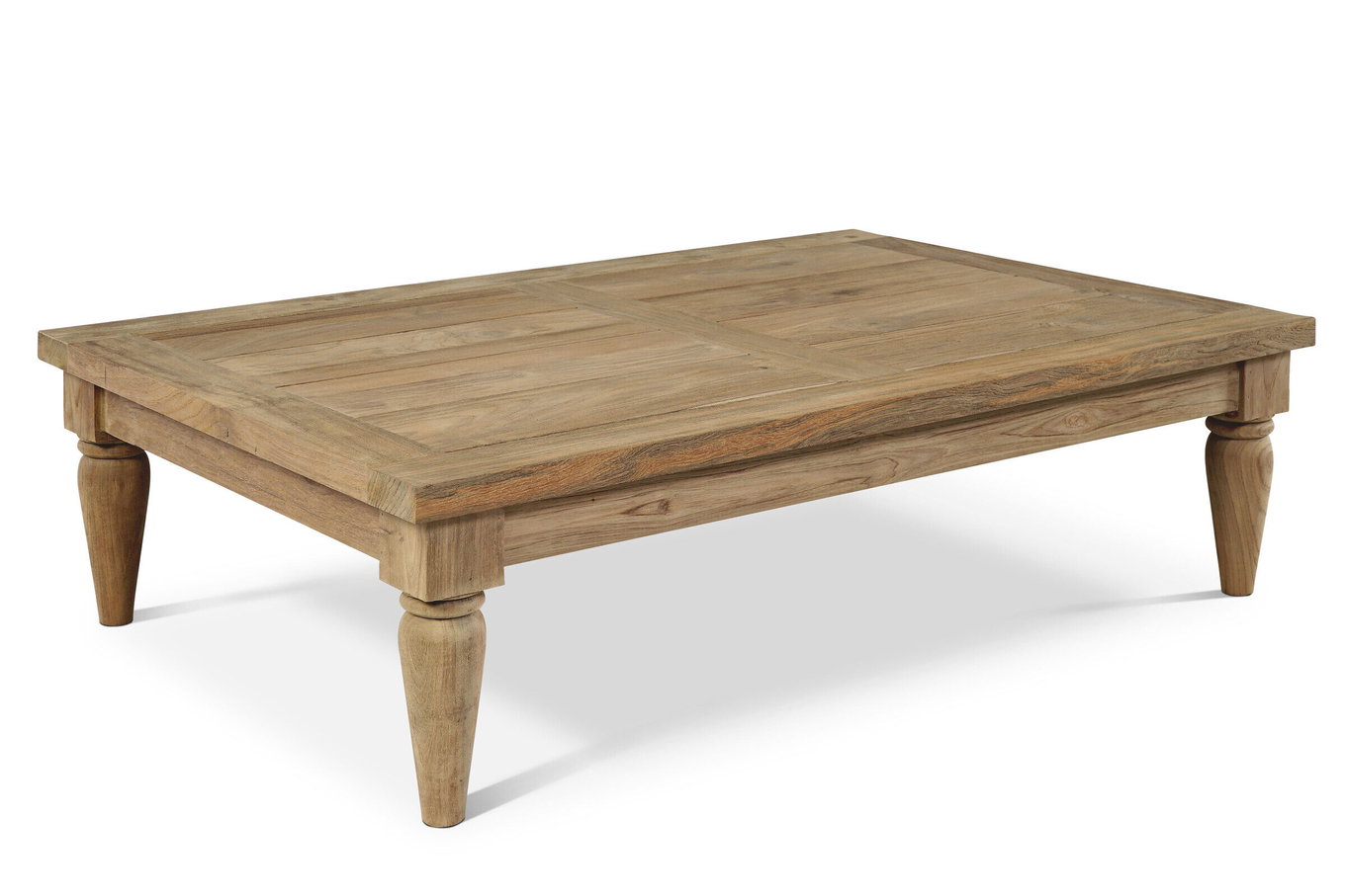 Tavolino lounge OUTFLEXX, naturale, teak riciclato, 120x80x31cm, gambe del tavolo lavorate con cura, prodotto certificato FSC® 20312__1