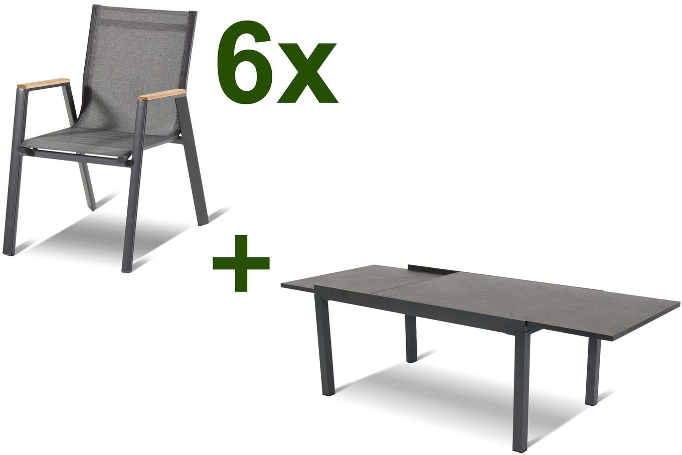 HARTMAN Gruppo pranzo da giardino, xerix-antracite, Alu/HPL, 260/160x90 cm, 6 poltrone 13968__1
