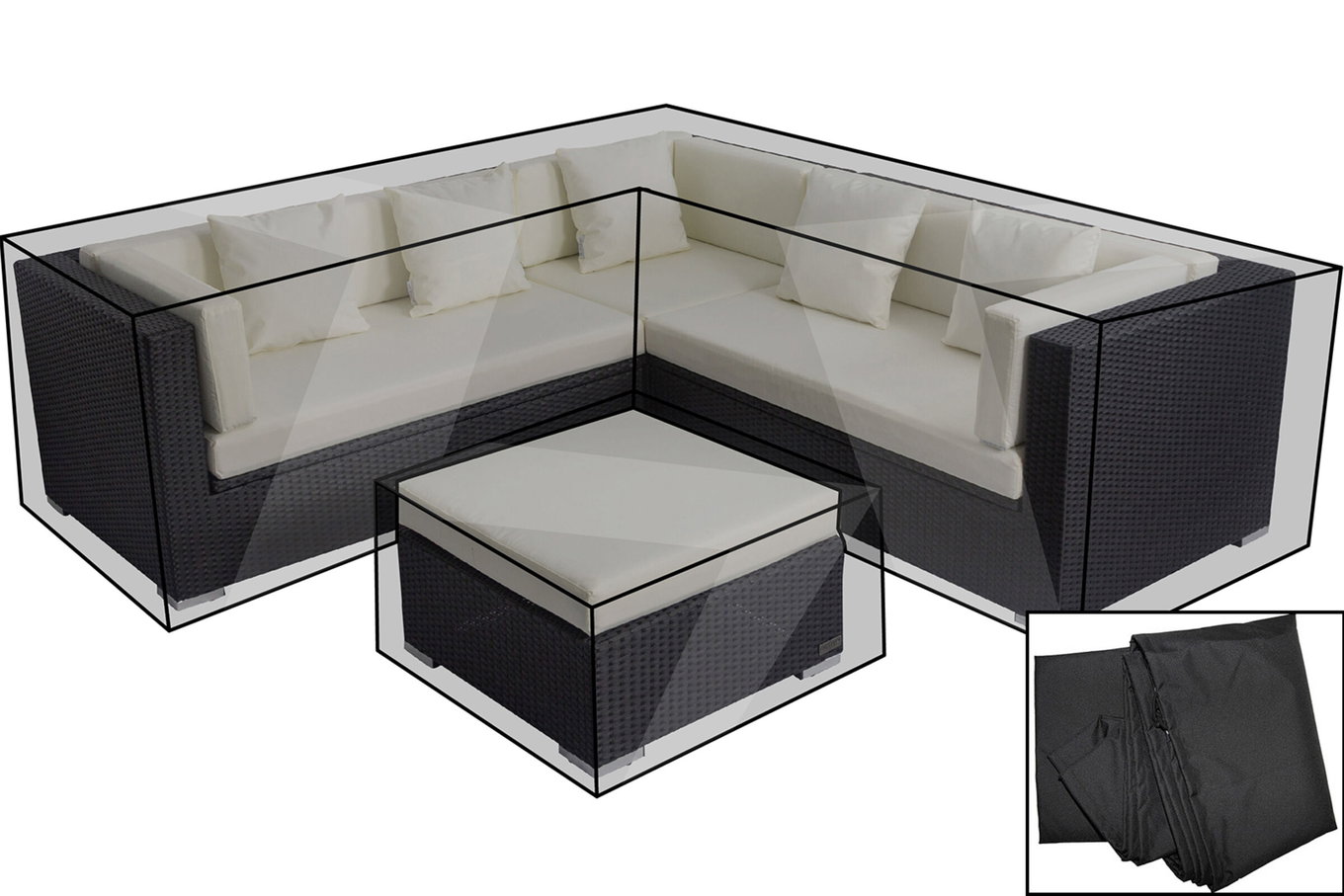 OUTFLEXX Set di coperture Premium, per salotto theBox-A/-D: 18229/ 18230/ 18231/ 16069, nero, resistente all'acqua 18845__1