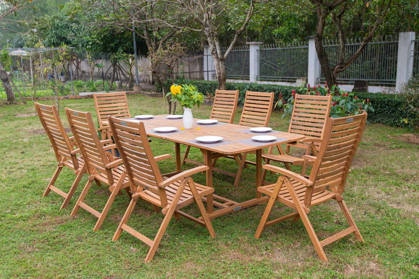 Set da pranzo da giardino OUTFLEXX, naturale, Acacia, tavolo allungabile 150/200 x 90 cm, 8 sedie pieghevoli, pieghevole, prodotto certificato FSC® 22813__1