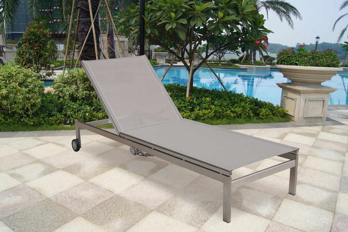 OUTFLEXX Lettino con ruote, tortora, acciaio inox/textilene, angolazioni regolabile, 212x71x36cm 7100_4__1