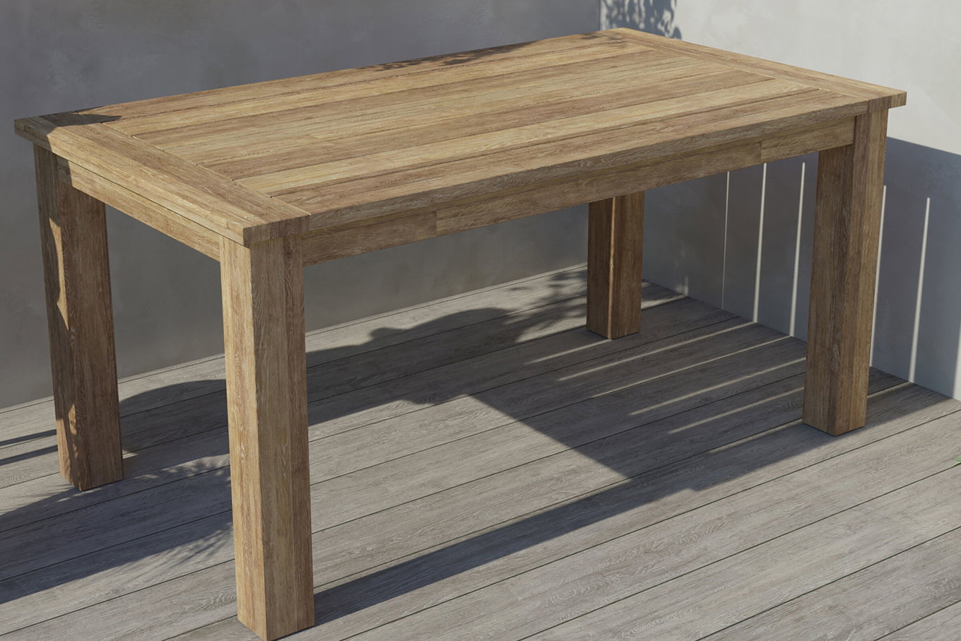 OUTFLEXX Tavolo da pranzo, naturale, legno di teak SLVK riciclato, spessore del piano 30 mm, 160 x 90 x 77 cm 13422_1__1