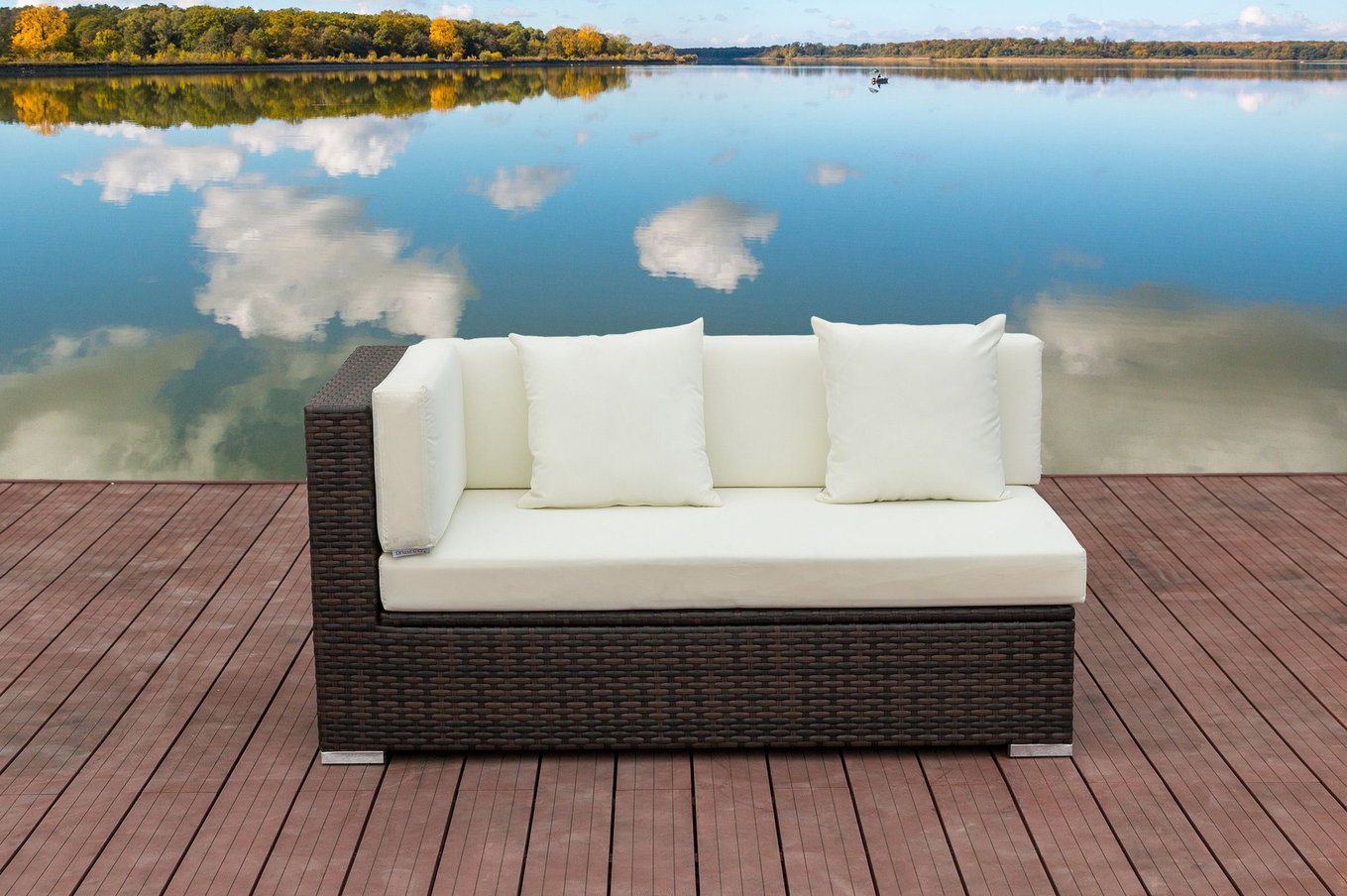 OUTFLEXX divano 2 posti elemento angolare centrale, marrone marmorizzato, polyrattan, 145 x 85 x 70 cm, box portacuscini impermeabile, bracciolo dx 15734_4_BOX__1