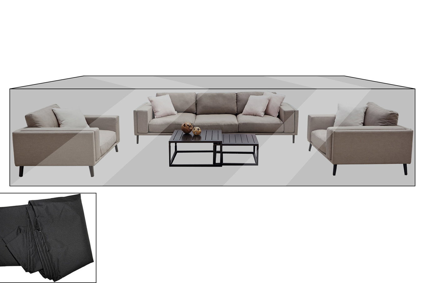 Copertura Premium OUTFLEXX per salotto, ad es. Lazy salotto, 470x224x55cm, resistente all'acqua, nero 21475__1