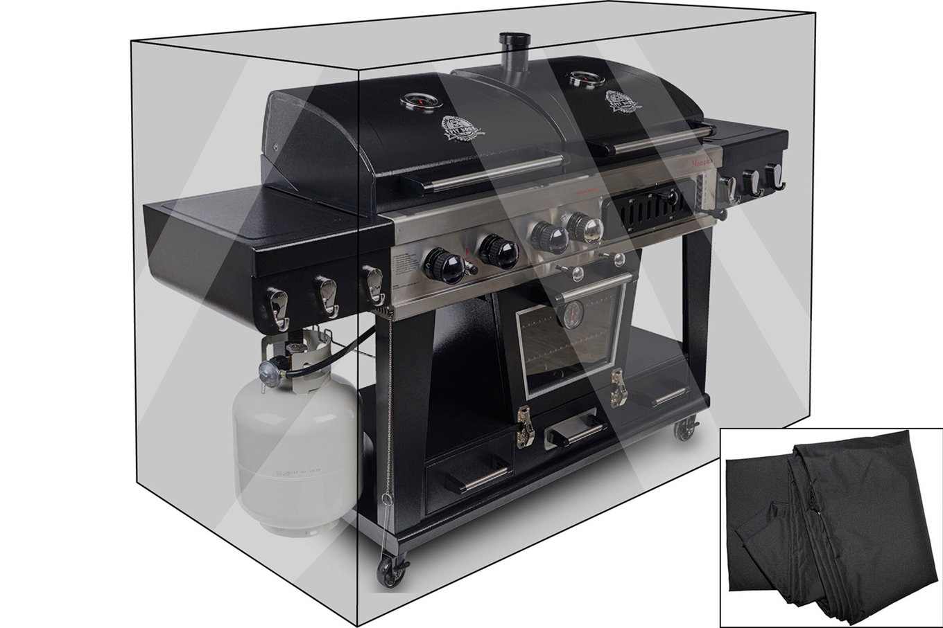OUTFLEXX Telo di copertura Premium, per grill, ad es. 17311, nero, 191 x 67 x 123 cm, resistente all'acqua 19907__1