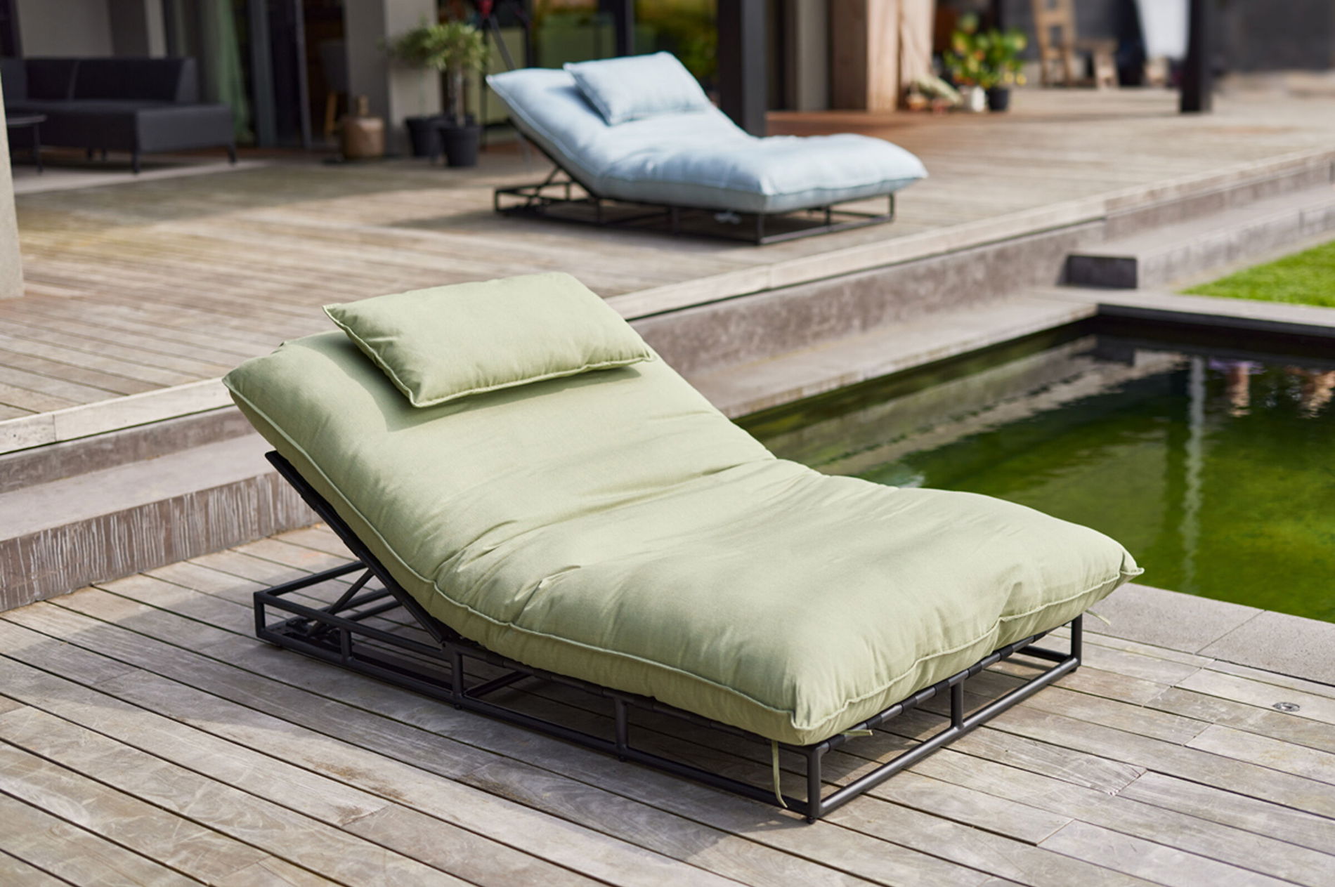 HARTMAN Emma Lettino lounge, nero/verde, Alu/Sunbrella, 196x125x41 cm, angolazioni regolabile 24088__1
