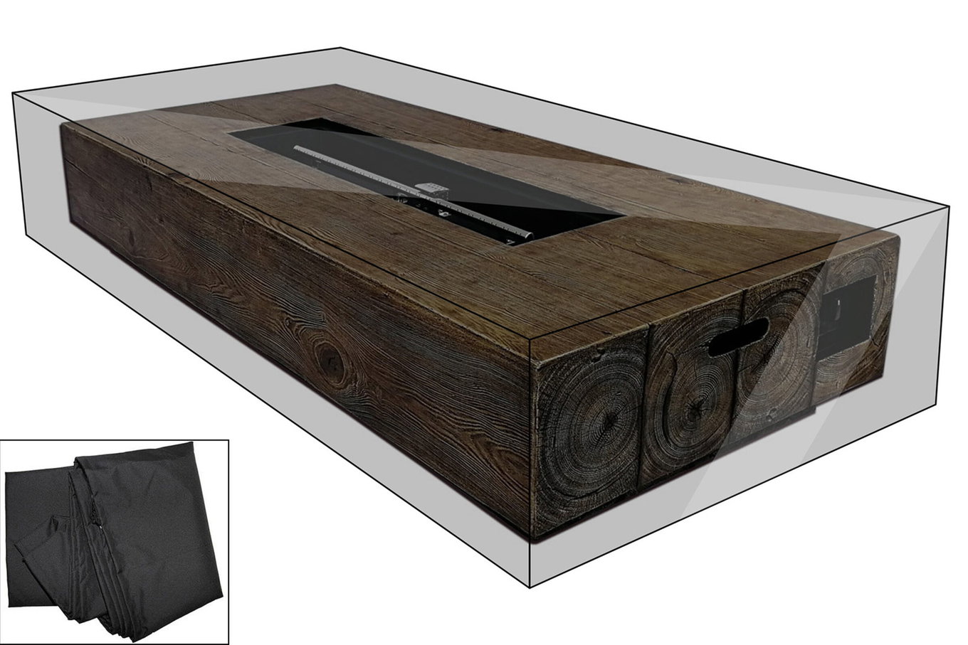 Copertura Premium OUTFLEXX per tavoli con braciere ad es. 18926, 157x75x30cm, resistente all'acqua, nero 21447__1