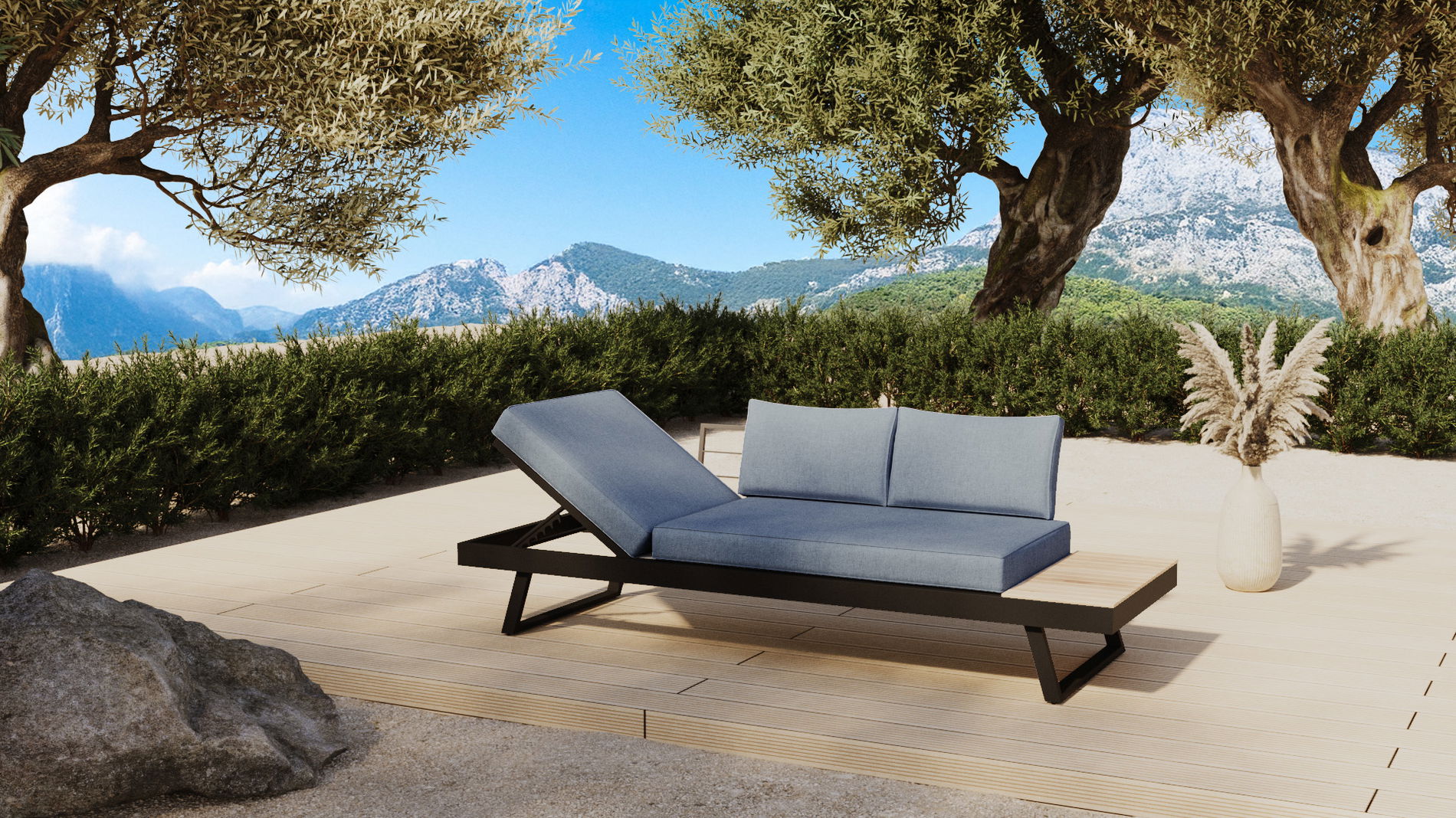 OUTFLEXX Lounge/Lettino, antracite opaco, Alu/Poliestere, regolabile, alta comodità