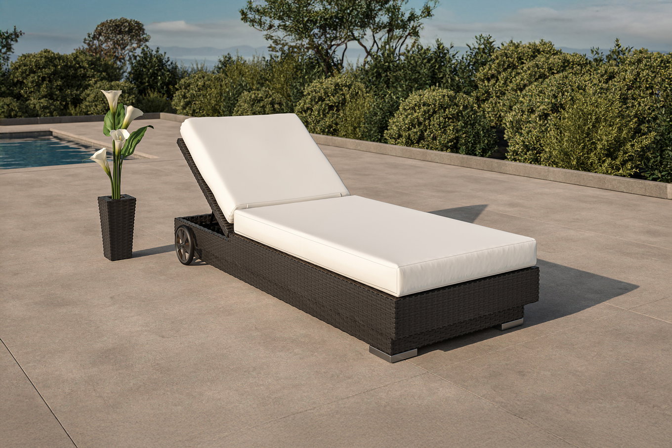 OUTFLEXX Lettino prendisole, crema/bianco, nero, polyrattan, 200x80x37,5cm, incl. imbottitura, angolazioni regolabile a 4 livelli 1338__1