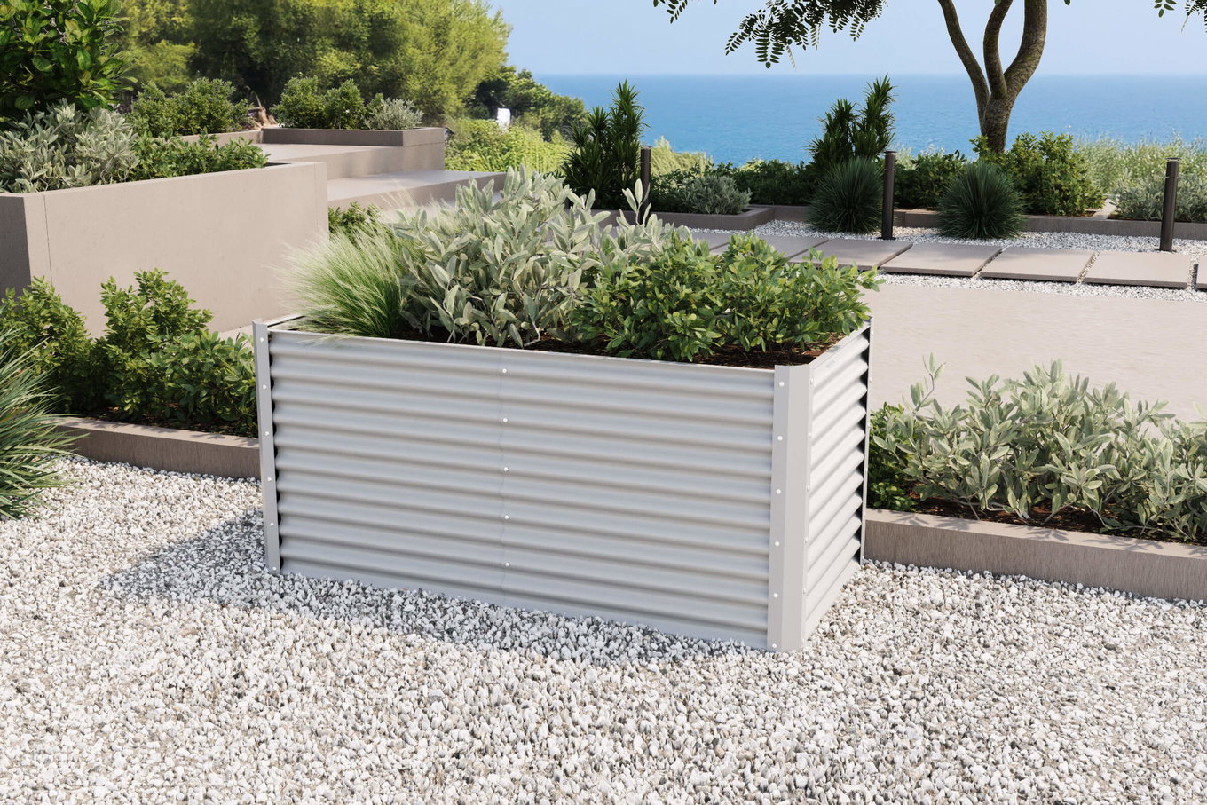 OUTFLEXX Orto rialzato, argento, acciaio alluminio-zinco, verniciato a polvere, 180 x 90 x 84 cm 13724__1