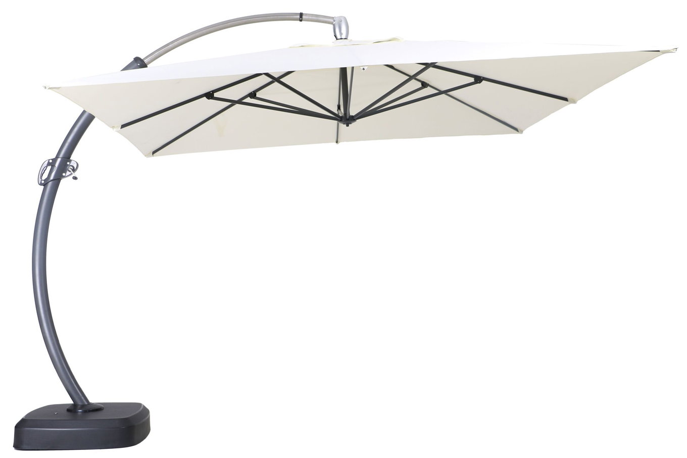 OUTFLEXX Ombrellone decentrato di lusso, antracite/crema, acciaio inox/alluminio, 350 x 350 cm, incl. base ombrellone e custodia protettiva 18351__1